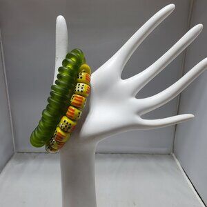 Soft Surroundings 2pc glass beaded multi color Congo stretch bracelet